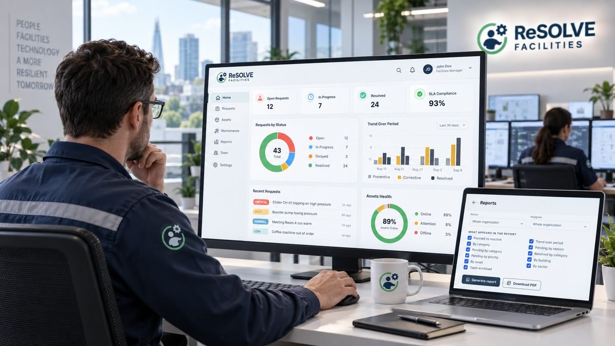 Gestor num centro de operações com o painel ReSOLVE